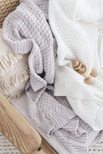 Snuggle Hunny Kids | Diamond Knit Baby Blanket - White-Scandikid