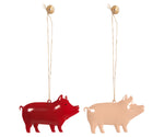 Maileg | Metal Pig Ornaments - Set of - 2 Red and Pink-Scandikid