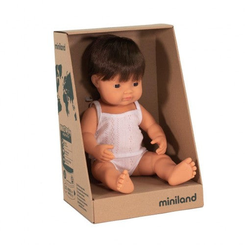 Miniland Doll | Anatomically Correct Baby - Caucasian Boy, Brunette - 38cm-Scandikid