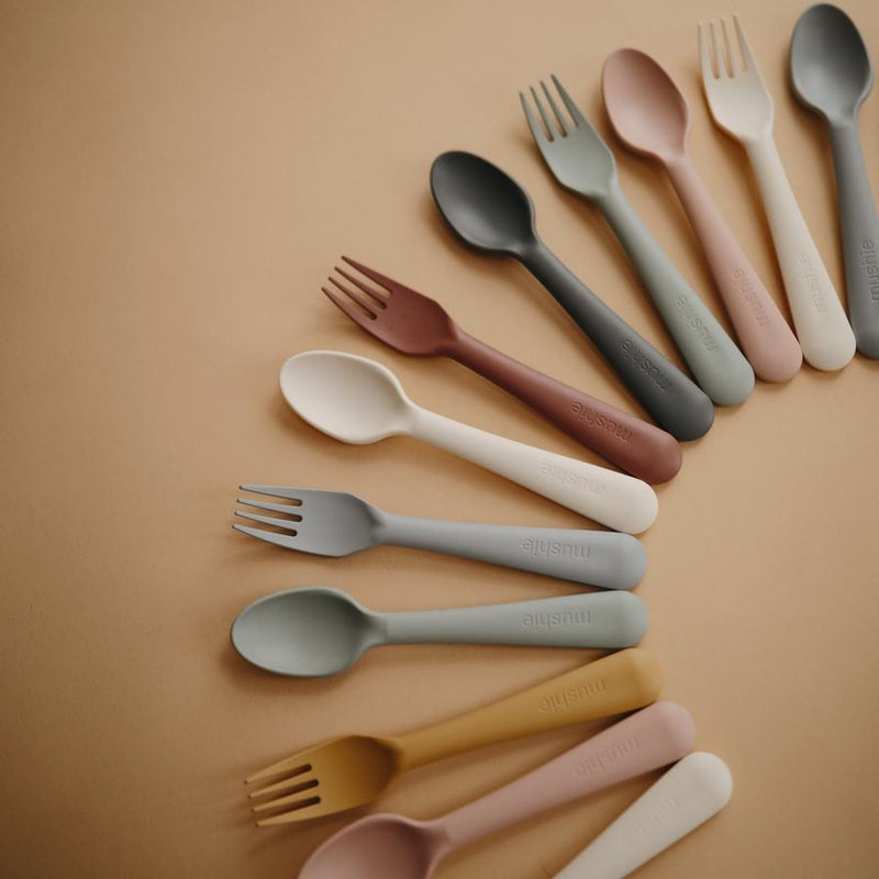 Mushie | Fork and Spoon Set Vanilla-Scandikid