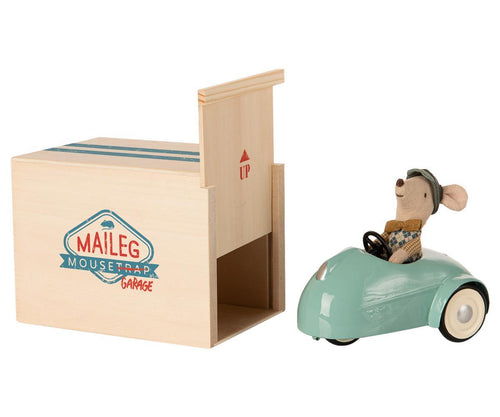 Maileg | Mouse Car & Garage Blue-Scandikid