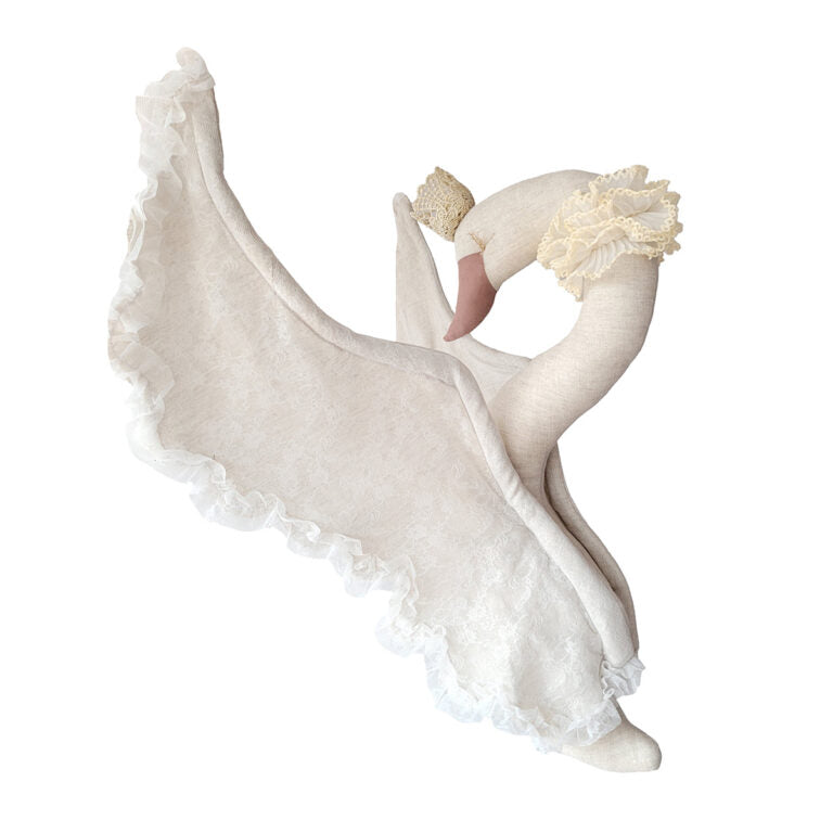 Linen Swan | Beige with Lace-Scandikid